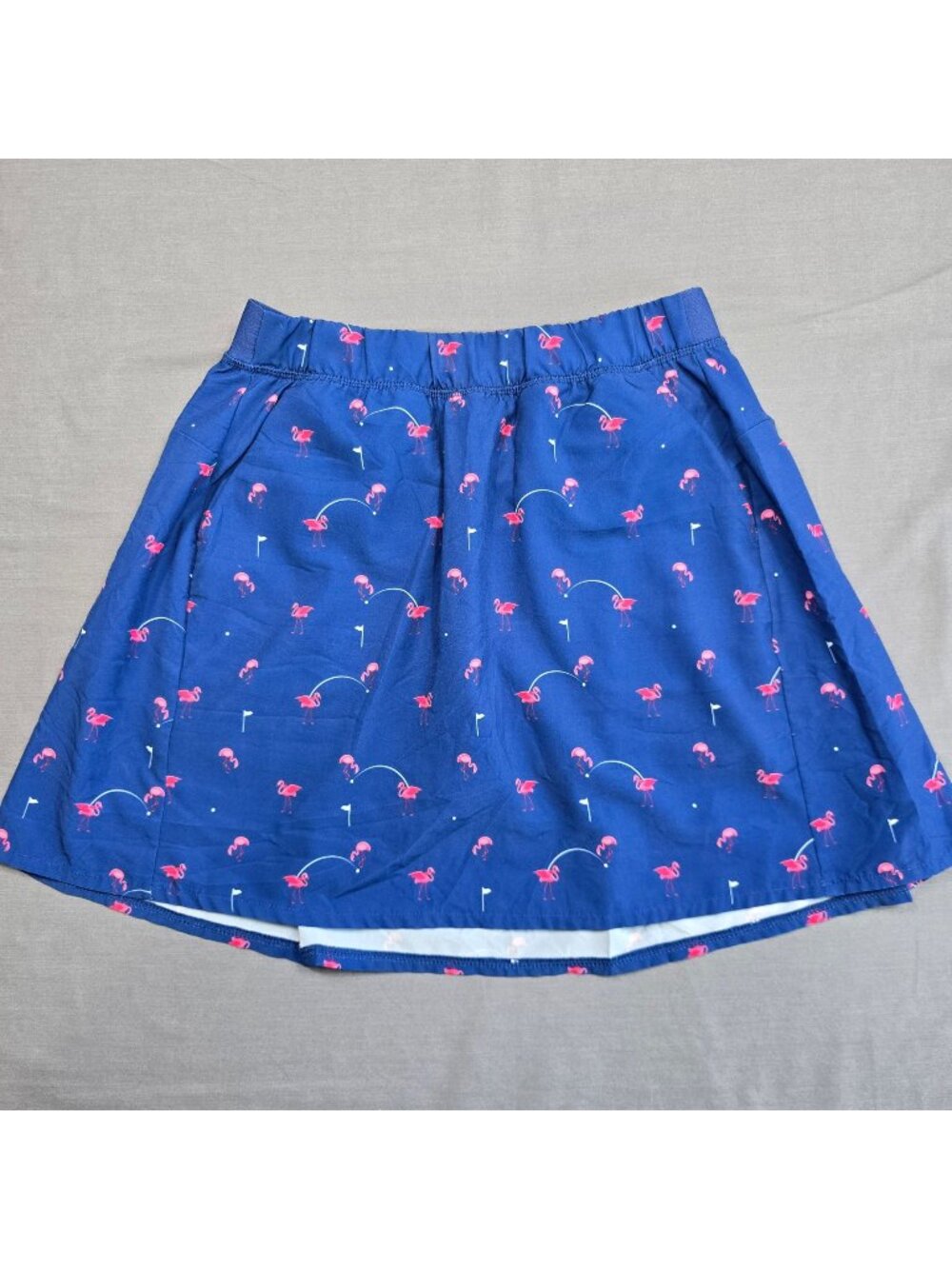 Kyodan XS Womens Golf Skirt Skort Blue Flamingo Print Stretch Polyester Blend